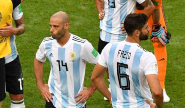 Javier Mascherano luego de la eliminación de Argentina ante Francia