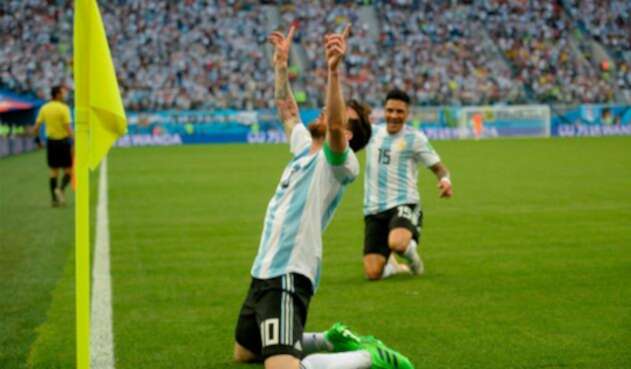 Messi celebra su primer gol en Rusia 2018, el número 100 de este Mundial Messi celebra su primer gol en Rusia 2018, el número 100 de este Mundial