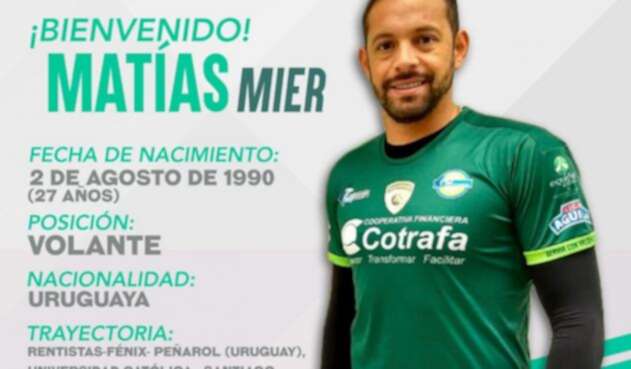 Matías Mier, nuevo jugador de La Equidad Matías Mier, nuevo jugador de La Equidad