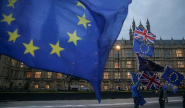 Bandera Unión Europea en Londres (brexit)