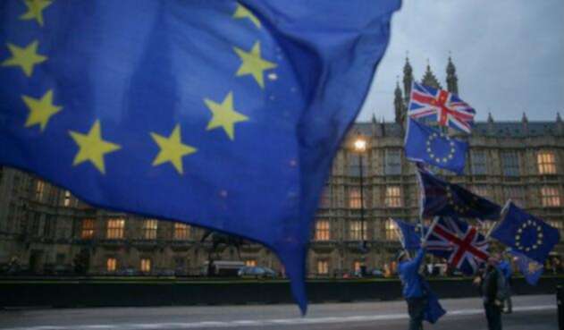 Bandera Unión Europea en Londres (brexit)