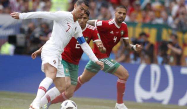 Cristiano Ronaldo en el juego ante Marruecos Cristiano Ronaldo en el juego ante Marruecos