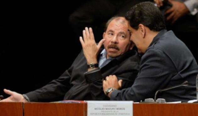 Daniel Ortega y Nicolás Maduro, presidentes de Nicaragua y Venezuela, respectivamente, el 5 de marzo de 2016 en Caracas