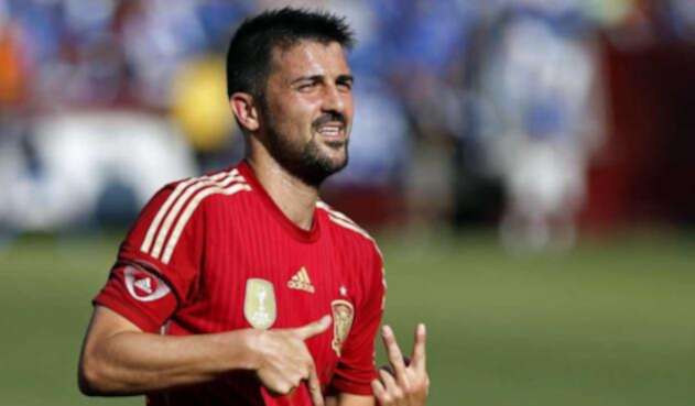 David Villa, delantero español, jugando con la Selección de su país