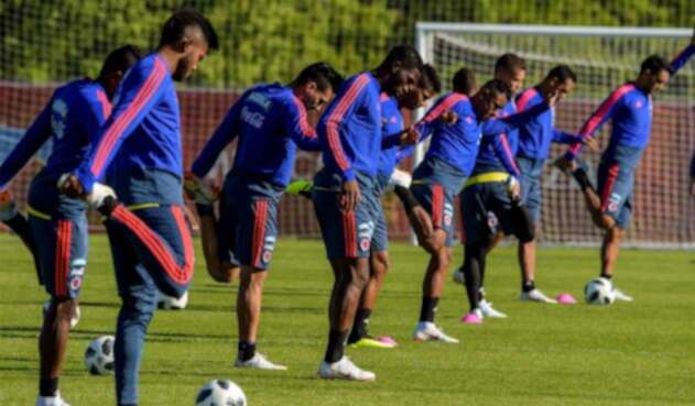 La Selección Colombia en un entrenamiento antes del partido ante Japón