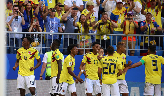 Selección Colombia celebra el gol ante Senegal Selección Colombia celebra el gol ante Senegal