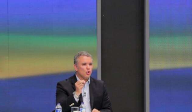 El candidato Iván Duque en el debate organizado por Noticias RCN, el 19 de abril de 2018, en Bogotá