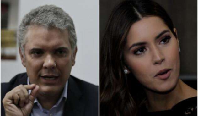 Iván Duque, candidato presidencial, y Paulina Vega, ex Miss Universo