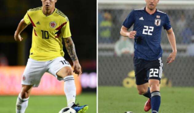 James Rodríguez y Maya Yoshida, jugadores de Colombia y Japón James Rodríguez y Maya Yoshida, jugadores de Colombia y Japón