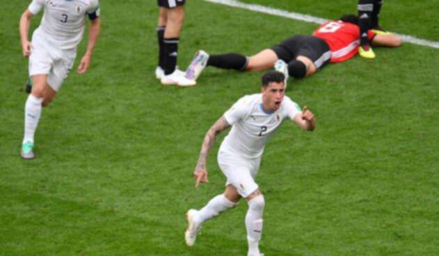 José María Giménez celebrando su gol ante Egipto José María Giménez celebrando su gol ante Egipto