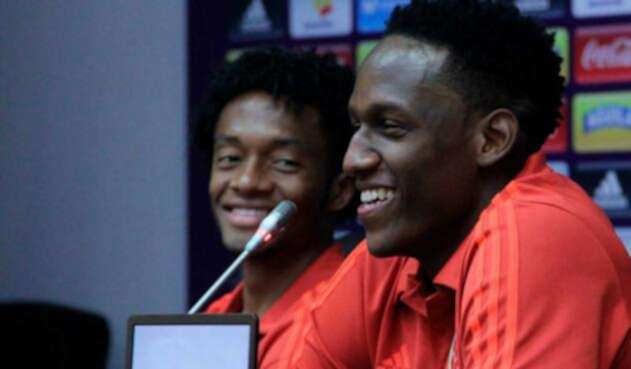 Juan Guillermo Cuadrado y Yerry Mina en rueda de prensa
