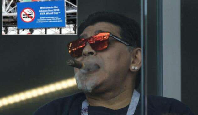 Maradona en el palco de Otkrytie Arena Maradona en el palco de Otkrytie Arena