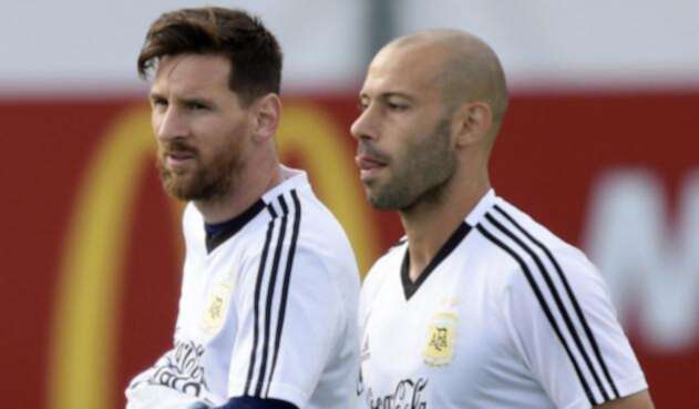 Lionel Messi y Javier Maschenano en concentración con la Selección Argentina