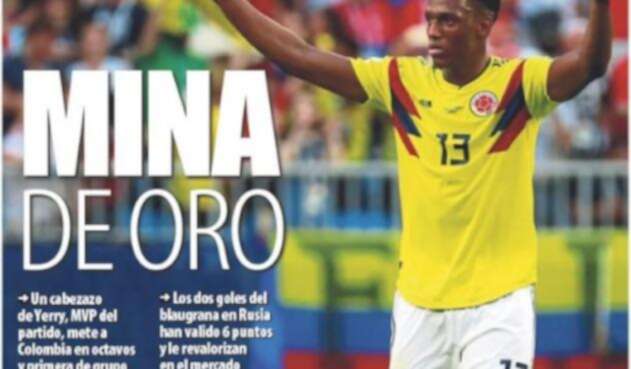 El defensor colombiano aparece en la tapa de Mundo Deportivo El defensor colombiano aparece en la tapa de Mundo Deportivo