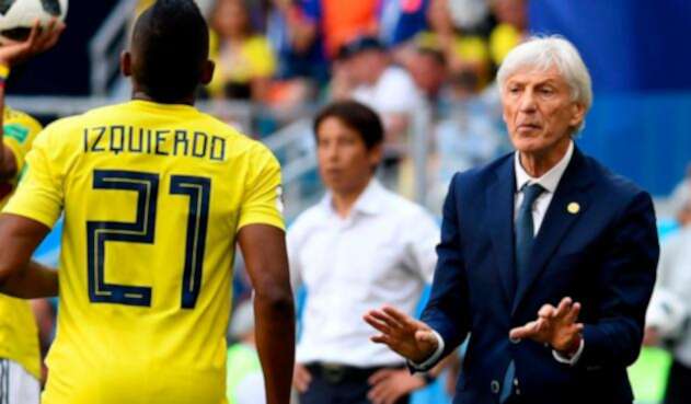 José Pékerman, técnico de la Selección Colombia, en el juego ante Japón en Sarank