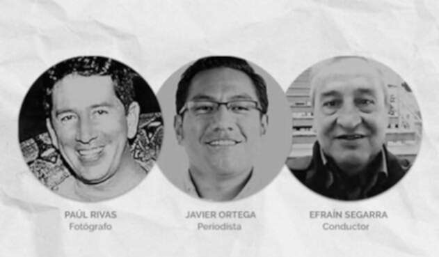 Paul Rivas (fotógrafo), Javier Ortega (periodista) y Efraín Segarra (conductor) Paul Rivas (fotógrafo), Javier Ortega (periodista) y Efraín Segarra (conductor)