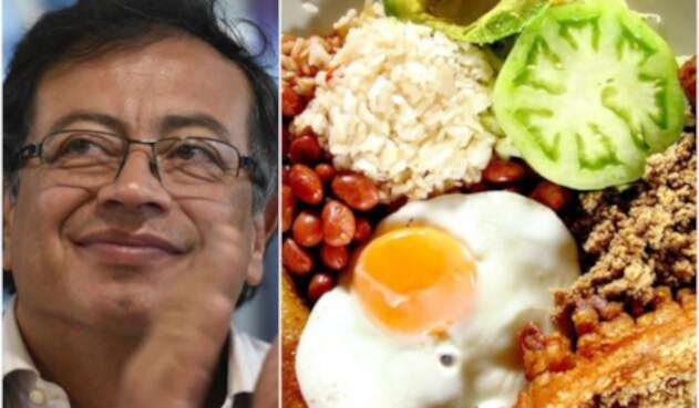 Gustavo Petro, candidato presidencial , y una bandeja paisa