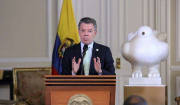 Juan Manuel Santos durante una alocución Juan Manuel Santos durante una alocución
