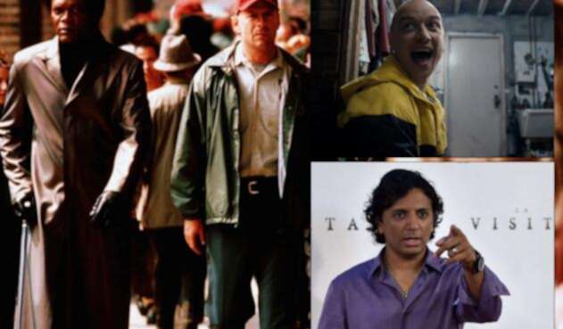 Escena de El Protegido (izq), escena de Múltiple (arriba der) y el director M. Night Shyamalan (abajo der).