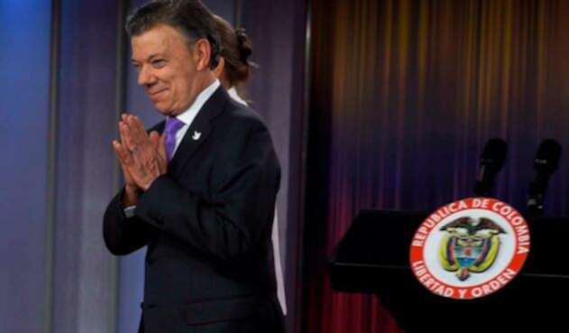 El presidente Juan Manuel Santos el 7 de octubre de 2016 tras ganar el Premio Nobel de la Paz
