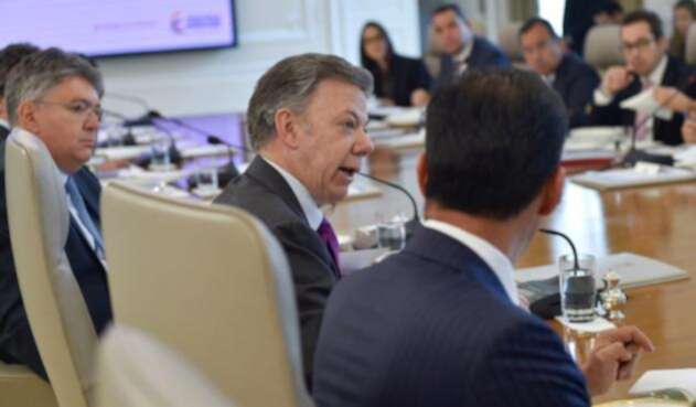Presidente Santos y su consejo de ministros realizado hoy en Casa de Nariño.