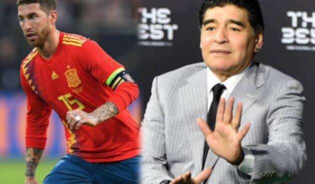 Sergio Ramos y Diego Maradona