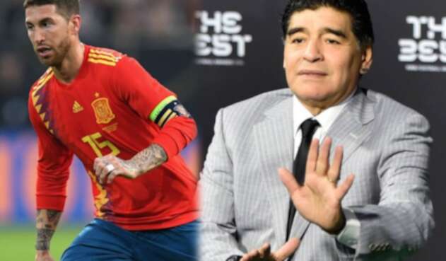 Sergio Ramos y Diego Maradona