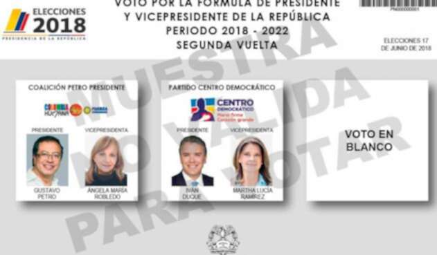 Así es el tarjetón electoral para la segunda vuelta de las elecciones presidenciales