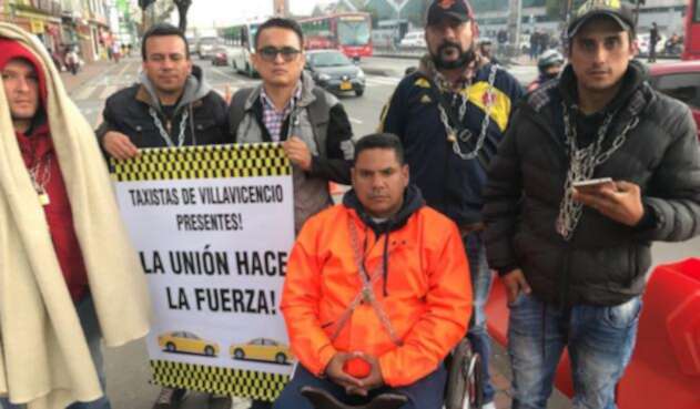 El grupo de taxistas en huelga El grupo de taxistas en huelga