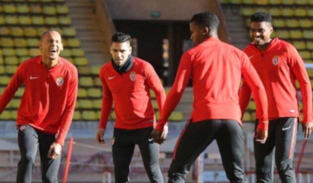 Falcao y Thomas Lemar en un entrenamiento del Mónaco