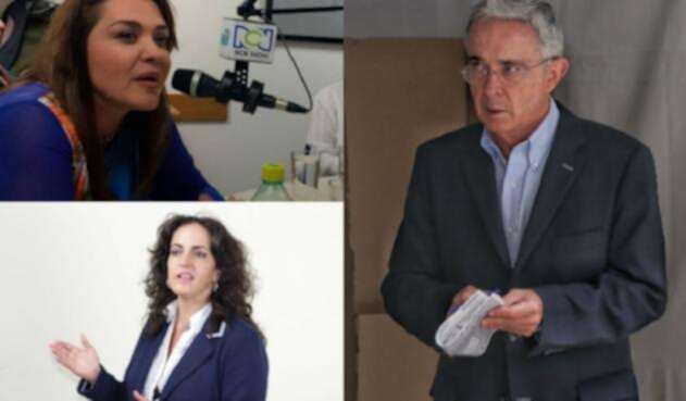 Álvaro Uribe con Margarita Restrepo y María Fernanda Cabal