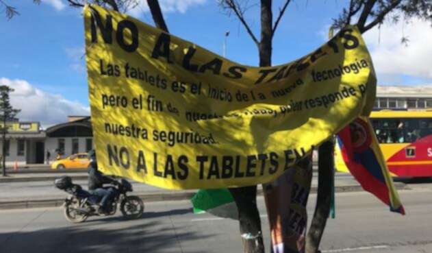 Los taxistas llevan varias semanas protestando por la implementación de tabletas inteligentes.