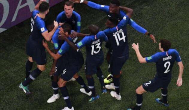 Francia celebrando el gol ante Bélgica que los clasificó a la final de Rusia-2018.