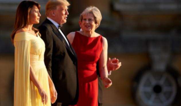 Melania Trump, Donald Trump y Theresa May en Londres.
