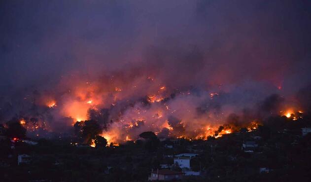 Llamas del voraz incendio en Grecia