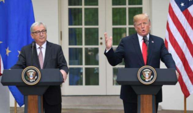 El presidente de Estados Unidos Donald Trump y el de la Comisión Europea Jean Claude Juncker.