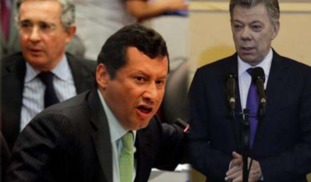 De izquierda a derecha: Álvaro Uribe, Jaime Lombana y Juan Manuel Santos