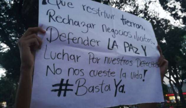 Jóvenes protestan por asesinato de líderes sociales en Norte de Santander