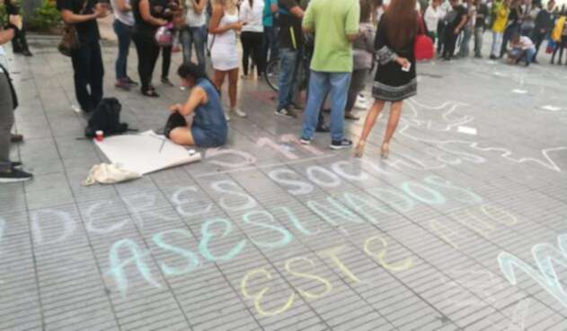 Protesta de líderes sociales ante asesinato de estas personas en el Catatumbo