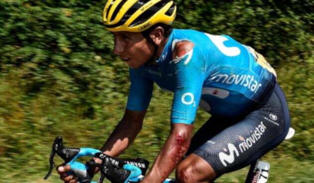 Nairo Quintana luego de la caída en la etapa 18 del Tour de Francia