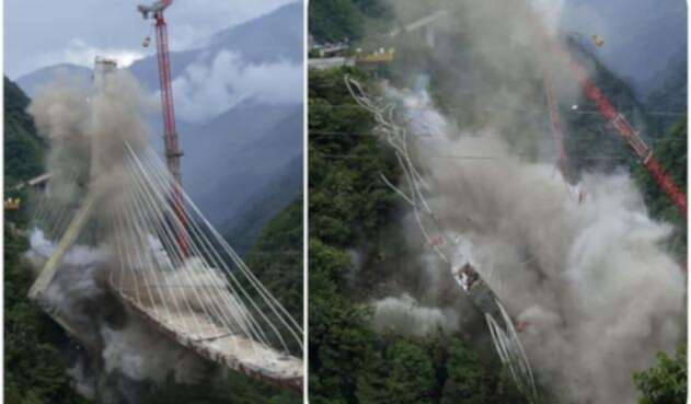 La implosión del puente Chirajara no tardó ni un minuto La implosión del puente Chirajara no tardó ni un minuto