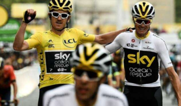 Geraint Thomas y Chris Froome, del Team Sky, en el Tour de Francia 2018
