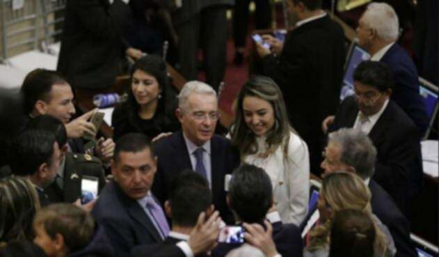 El senador Álvaro Uribe en el Congreso de la República.