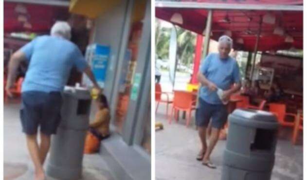 Hombre arrojando ácido