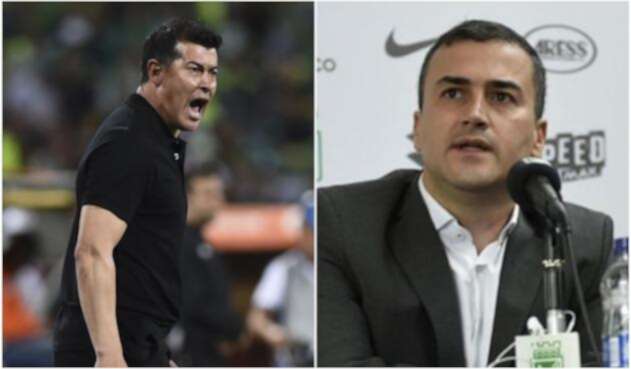 Jorge Almirón y Juan David Pérez, presidente de Atlético Nacional