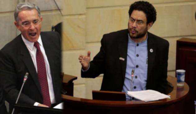 Álvaro Uribe (izq) e Iván Cepeda (der), senadores de la República