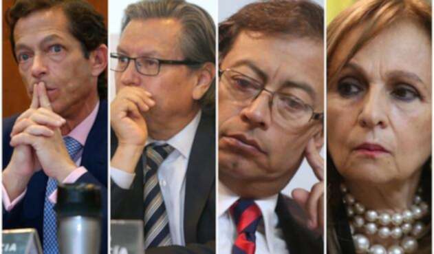 Los magistrados del CNE Felipe García y Armando Novoa y los congresistas Gustavo Petro y Ángela Robledo