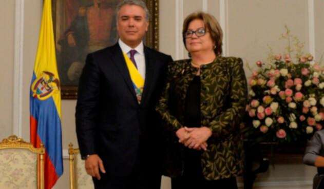 Iván Duque, presidente de la República, junto a Gloria María Borrero, ministra de Justicia