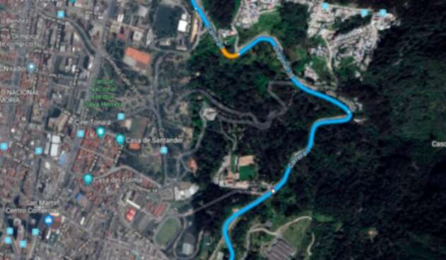 Imagen tomada de Google Maps de parte de la Avenida Circunvalar, en Bogotá