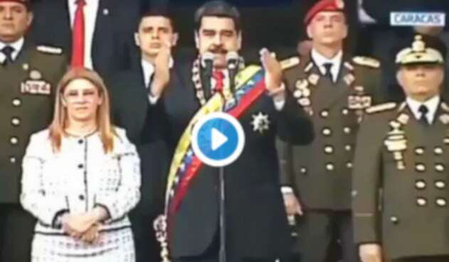Nicolás Maduro, presidente de Venezuela, cuando sonó la explosión